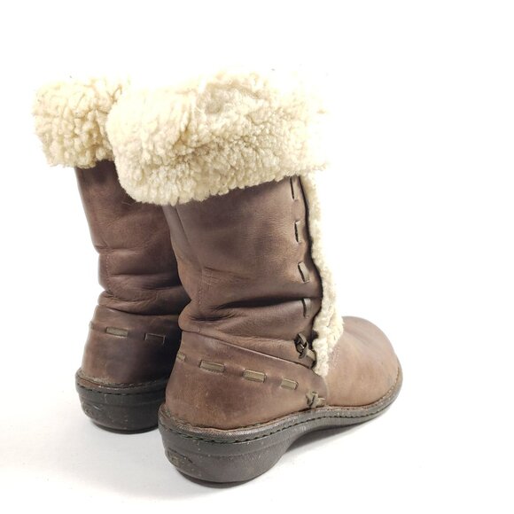 UGG Womens Shearling-Lined Leather Boots Size 9 Brown - Picture 4 of 9
